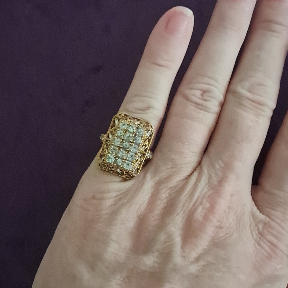 Narsipatnam Alexandrite and Natural White Zircon Cluster Ring - Picture 7 of 10